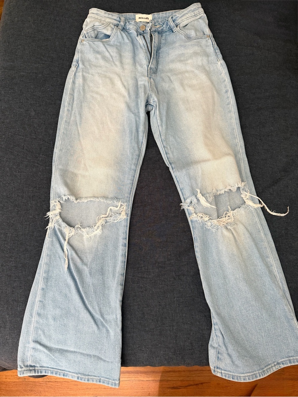ROLLA'S Light Blue Distressed Flare Jeans